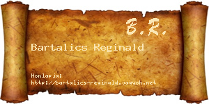 Bartalics Reginald névjegykártya